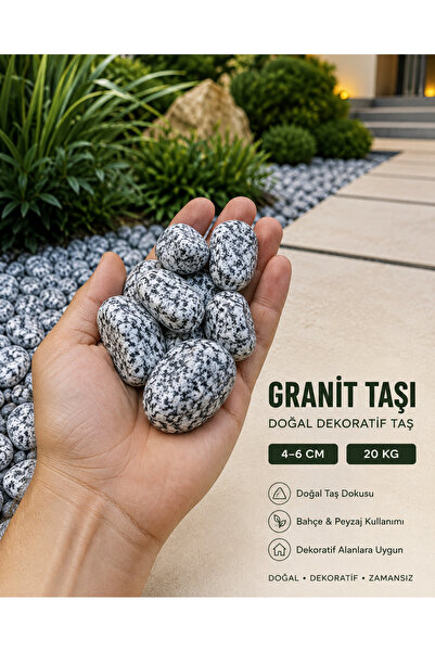 Genel Markalar Granit Taşı 4-6 cm 20 kg Doğal Dekoratif Bahçe Peyzaj Taşı