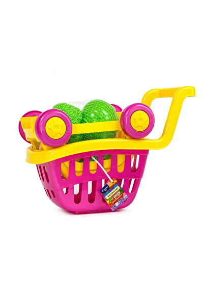 Hashtag Toys Количка за пазаруване играчка със зеленчуци, розова/жълта