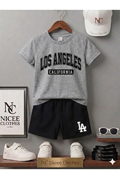Leto Lykia Summer Children's T-Shirt Shorts Unisex (Black with La Losangelis ...