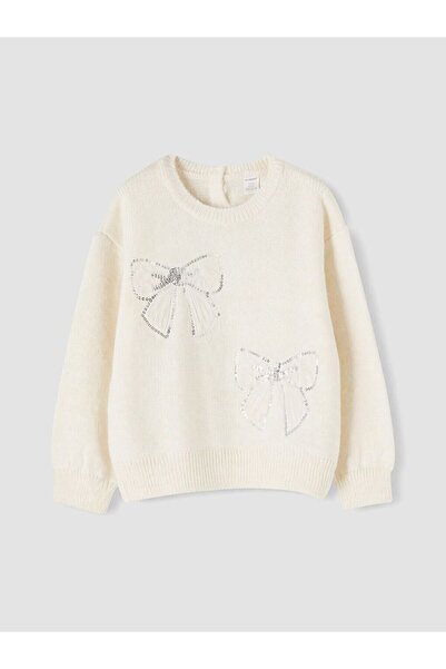 LC Waikiki Lcw Kids Ecru Crew Neck Girls' Knitwear Sweater