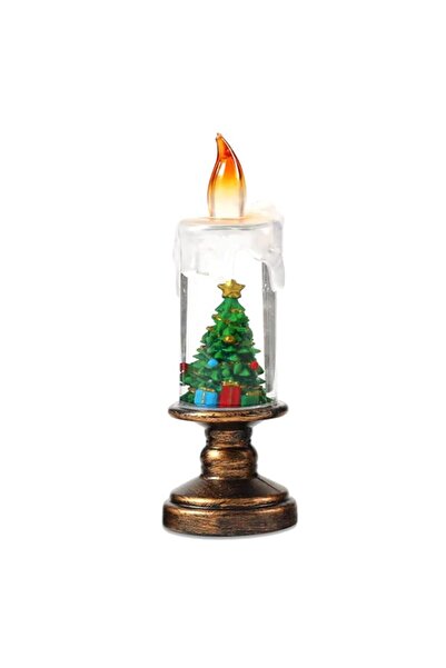 Generic Flameless LED Snow Globe Decor — 6.1" Battery-Operated Spinning Glitt...