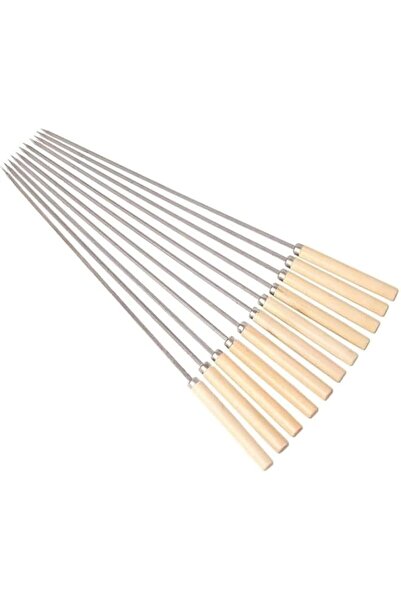 Generic Wisfunlly 24 Pcs Stainless Steel BBQ Skewers Set, Wooden Handle, Silv...