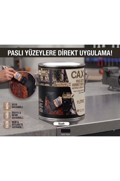 caxcolors CAX Pas Üstü Direkt Uygulanan Antipaslı Sentetik Metal Boyası 1 Lit...