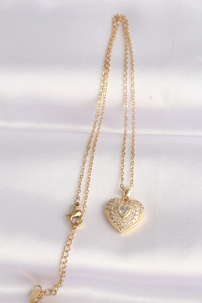 online kapsulavm avm alışveriş 316l steel chain gold color zircon stone heart...