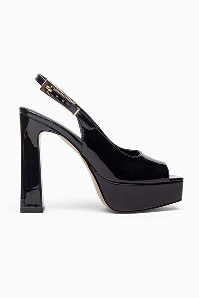 ALTIN TOPUK Women's Black Patent Leather Platform High Heeled Shoes