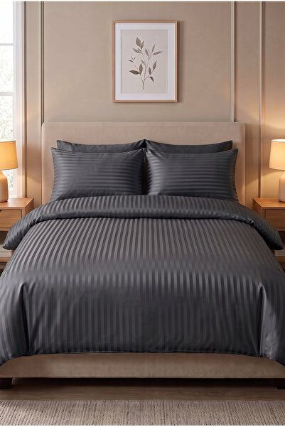 My Catherine Striped Satin Double Duvet Cover Set |   100% Cotton |   160X220...