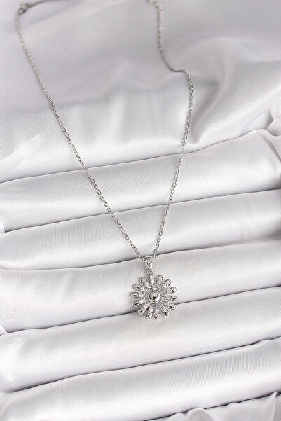 online kapsulavm avm alışveriş 316L Steel Silver Color Chain Zircon Stone Sun...