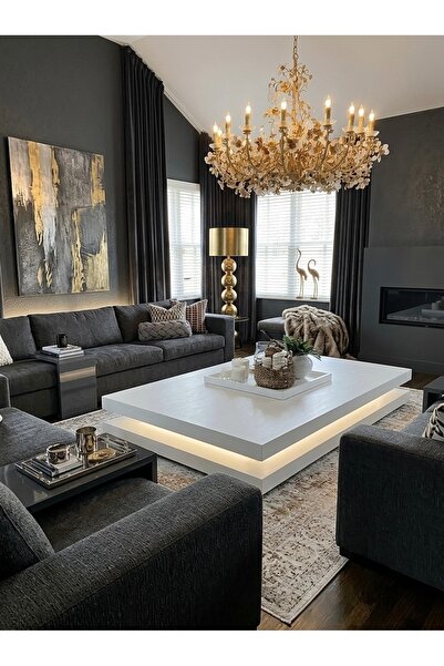 LUXURY VİLLA LUXURY DOĞAL AĞAÇ KAPLAMALI İPEK MAT BEYAZ LAKE TEKERLEKLİ DEKOR...