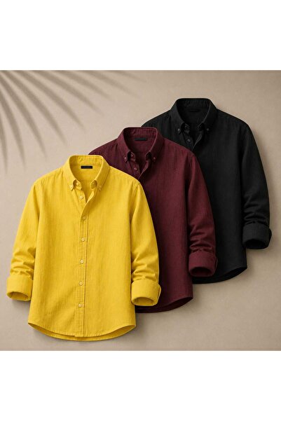 blackbonds Pantaloni pentru bărbați, galbeni, bordeaux, negri, 3 piese, ușor ...