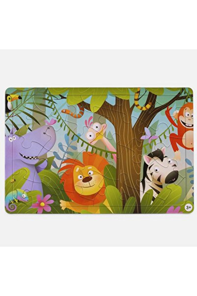 OEM Puzzle educativ din hârtie cu animale din junglă, 24 de piese, pentru cop...