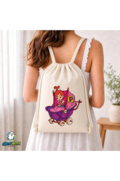 Ghostbastır Design Stone Age Pebble Drawstring Linen Bag C324