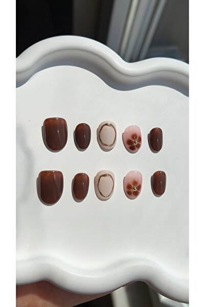 Store Jel Takma Tırnak - Chocolate Flower Kısa Round 10'lu