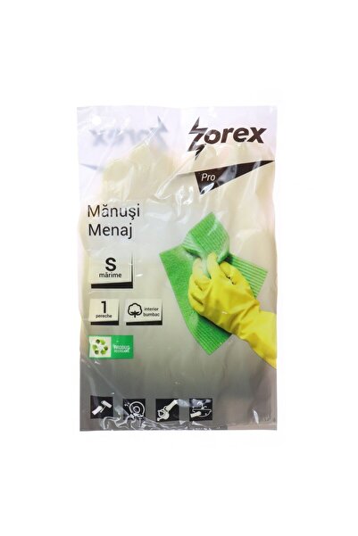 OEM Zorex household gloves, size S, Cotton + rubber, yellow