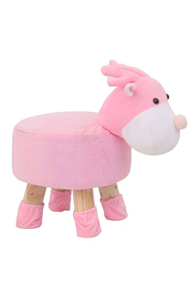 OEM Ren stool, fixed, round, textile material, pink, 40 x 25 x 26.5 cm