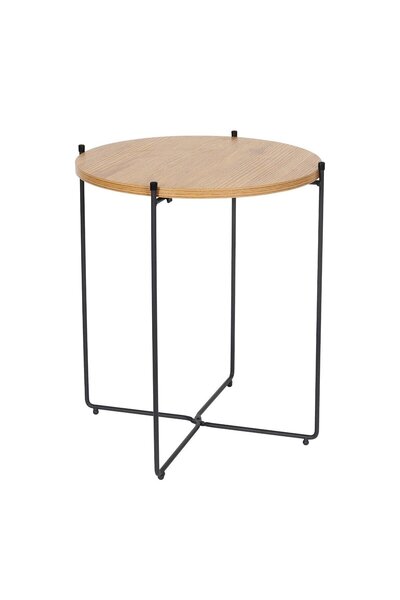 OEM Masuta cafea AB5528, rotunda, pliabila, natur + negru, 42 x 42 x 47.5 cm, 1C