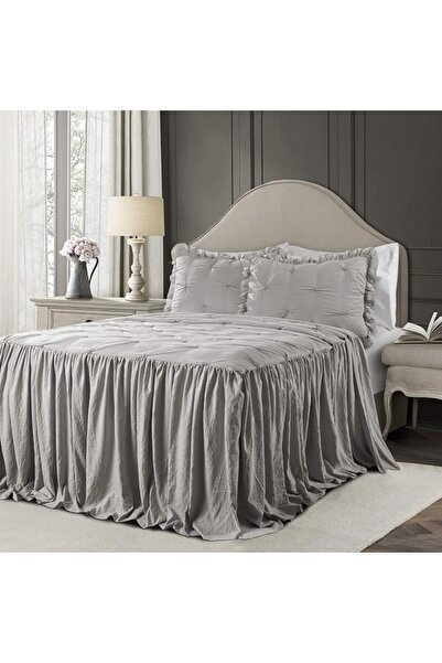 GENERAL Lash Decor Ruffled Design Bedspread, Pink Farmhouse Style Bedspread, ...