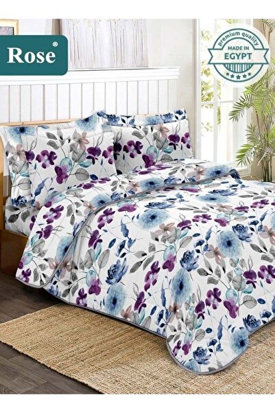Rose Floral Comforter Set, High Quality Microfiber, 6 Pieces, Fits 200x200 cm...