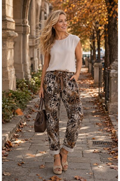 MARWARİ OTANTİK BUTİK Leopard Patterned Original Italian Full-Ligra Women's T...
