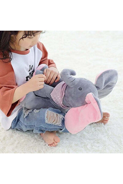 Generic Jucărie muzicală pentru bebeluși, elefant pufos care dă din urechi, 3...