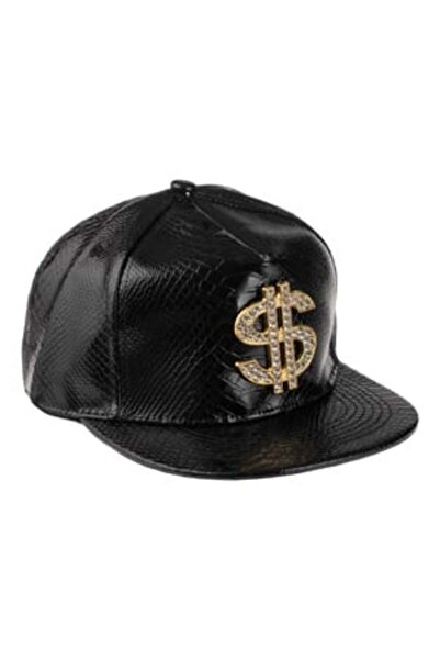 OEM Sapca Deghizare Neagra cu Dolar de Culoare Aurie & Strass pentru Adulti