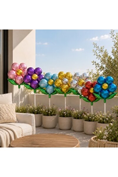 OEM Party Foil Balloons Flower Bouquet with Sticks & Holders 40cm - 8pcs