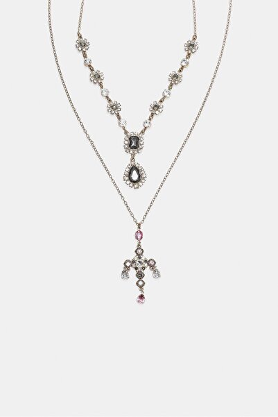 Stradivarius 2'li haç uçlu lariat kolye seti
