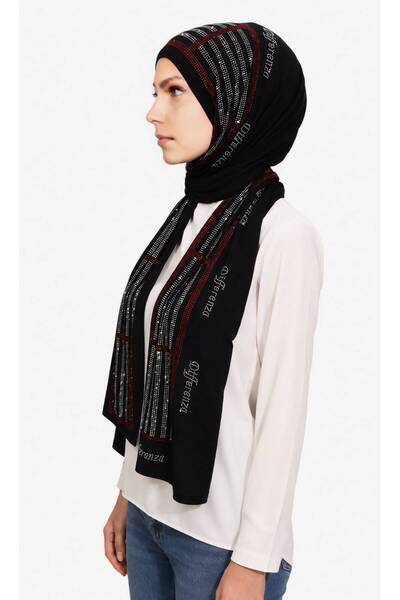 Differenza Plaid Stone Combed Cotton Shawl-Black Silver