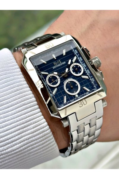 RMS Zeıtmeıster Functional Silver-Navy Blue Color 5 Atm Water Resistant Full ...