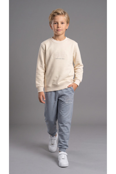 Pafim Boy's Embroidered Tracksuit Set, Seasonal Two-Piece Set, 5-12 Years Old