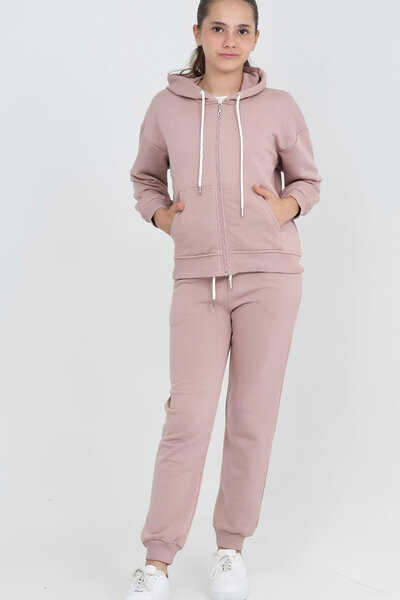 MODANINO Girl's Tracksuit Set - 3 Yarns Without Zipper + Zipper Closure 6-12 ...
