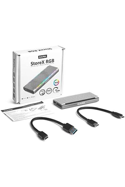 Aybilstore Dark USB 3.2 Gen2 Type C - M.2 NVMe & SATA SSD RGB LED'Lİ Disk Kutusu (DK-AC-DSEM5)