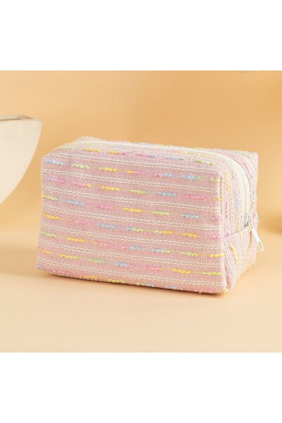 Generic Brand 1PC,Textured Tweed Cosmetic Pouch Portable Travel Makeup Storag...