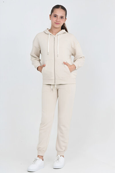 MODANINO Girl's Tracksuit Set - 3 Yarns Without Zipper + Zipper Closure 6-12 ...