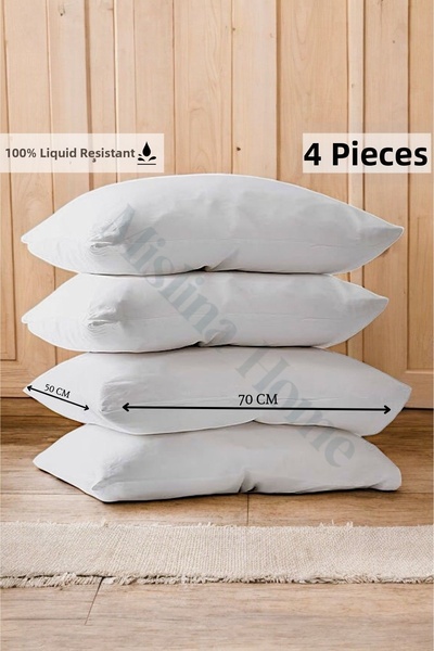 Mislina Home Protector de pernă Micro Classic 4 piese cu husă impermeabilă li...