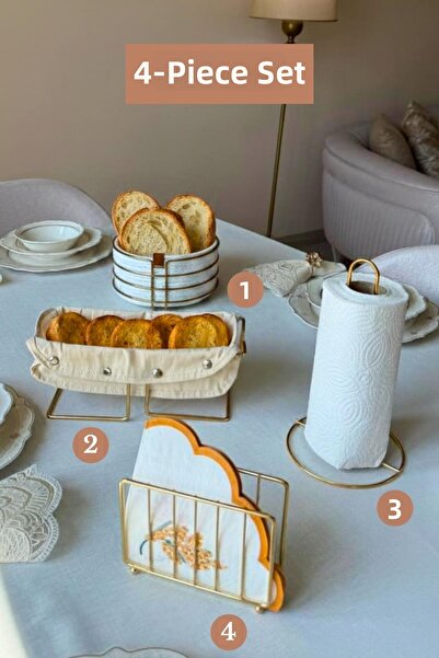 Edora Home Σετ 4 τεμαχίων Γυαλιστερό χρυσό καφασωτό καλάθι για χαρτοπετσέτες,...