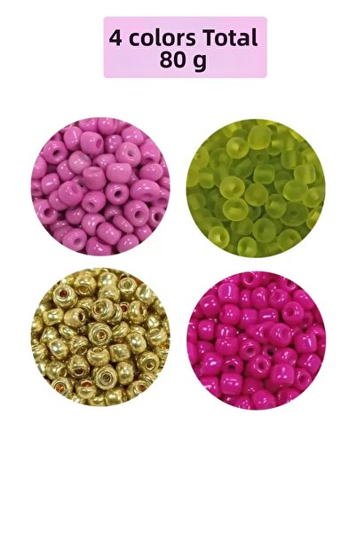 Mestore Bulky Glass Sand Beads Large Size (6/0) 4 mm - 4 Colors - Total 80 Gr...