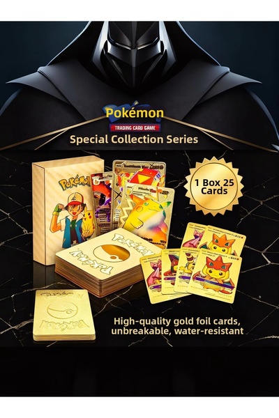 Wolawood Pokémon Compatible Gold Card Collection - 25 Pieces of Gold-Plated M...