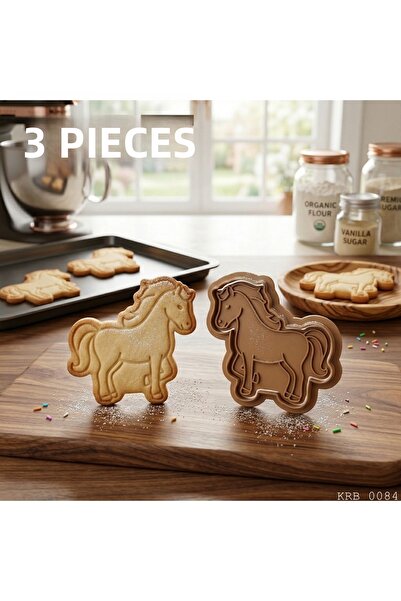 EGATOPTAN 3-Piece Cute Pony Dough Shaper Cookie Mold Play Dough Mold 8 cm