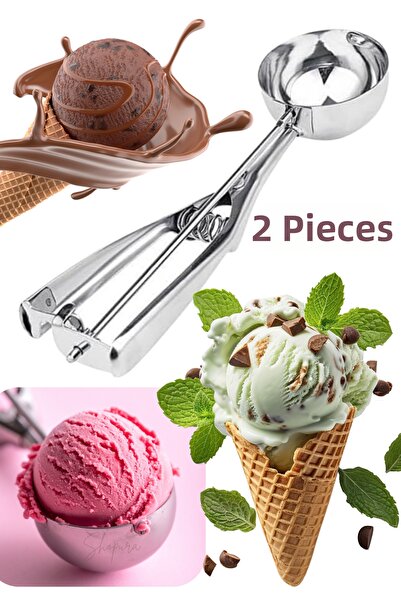 Shopura Cookie, Ice Cream and Halva Spoon Presentation Scoop 2 Pieces Stainle...