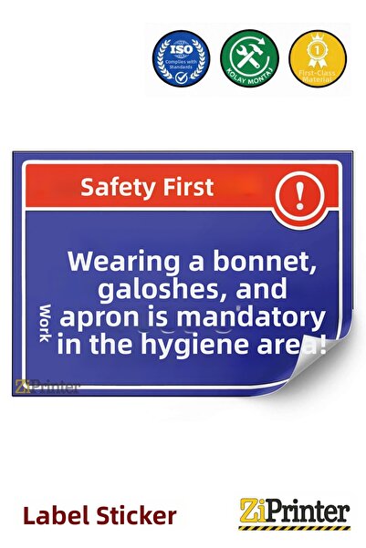 ZiPrinter Safety Comes First! Hygiene Area Hat, Shoe Covers and Work Apron Wa...
