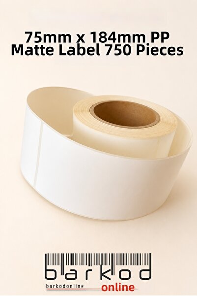 Barkodonline 184X75 mm Polypropylene Roll Label 750 Pieces Moisture Resistant
