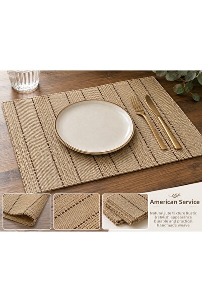Rose go home French Jute Linen American Service Set of 2