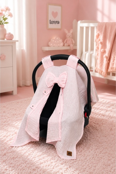 BeygeBaby غطاء عربة أطفال مزدوج الطبقات مصنوع من قماش الموسلين القطني بنسبة 100%
