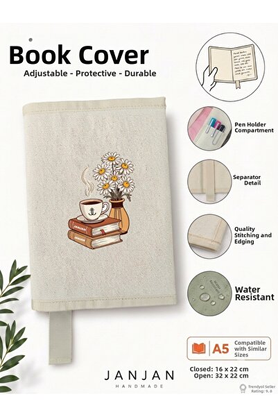 JANJAN Natural Fabric Book Cover,Washable Book Cover,Book Protector,32X22 cm ...