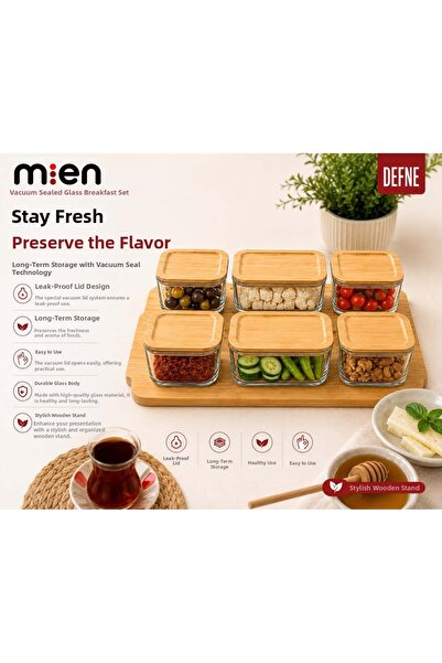 MİEN Glass Breakfast Set with Bamboo Lid