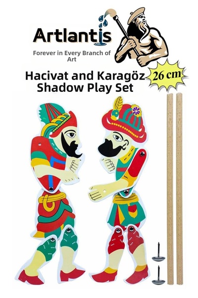 MyClean Hacivat and Karagöz Shadow Play Set 26cm 1 Pack Karagöz Hacıvat Puppe...