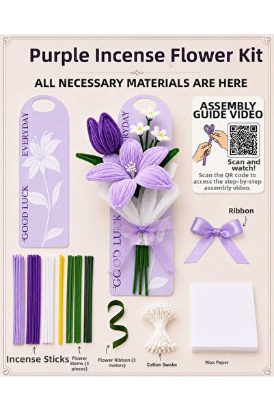 hyc heryerçiçeklenir DIY Purple Chenille Flower Bouquet Set