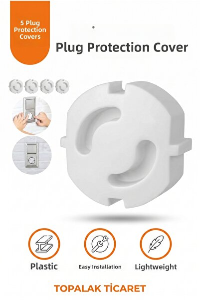 TOPALAKTİCARET 5-Piece Socket Protection Cover - Child Safety Lock - Easy Ins...