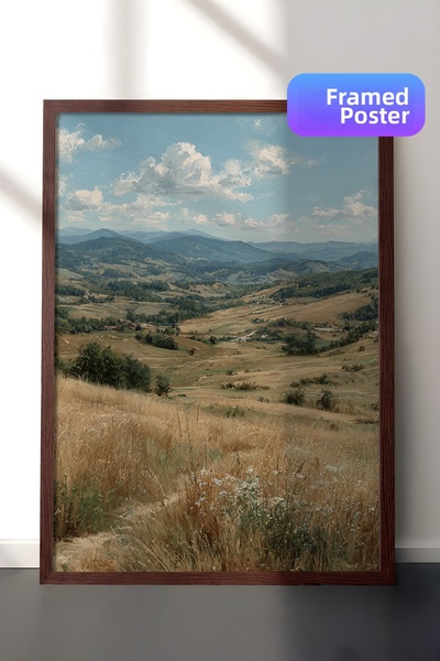 Zestia Pictură murală vintage, vedere la Valele Soarelelor, înrămată maro Nr....