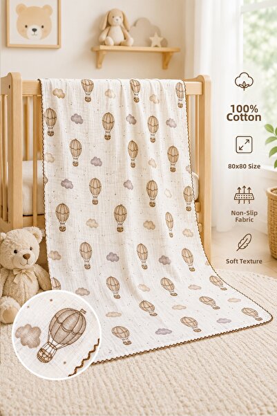 Sitilin Girl Boy Baby Single Layer Muslin Swaddle Blanket with Pompom Summer ...